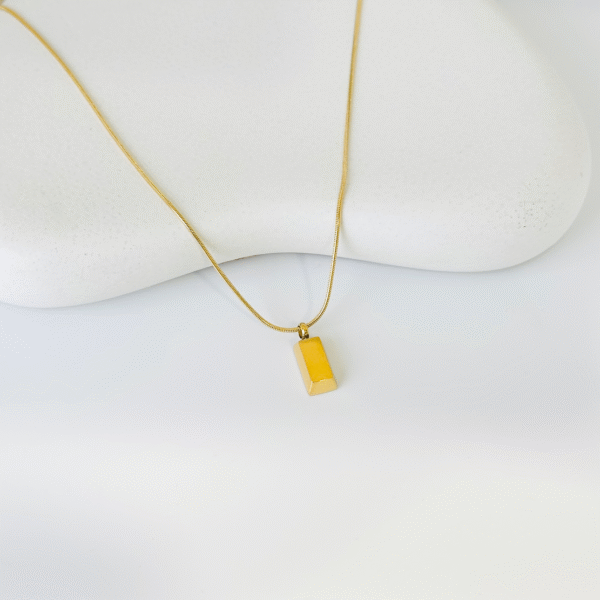 Goldblock Halskette – 18K Vergoldeter Edelstahl