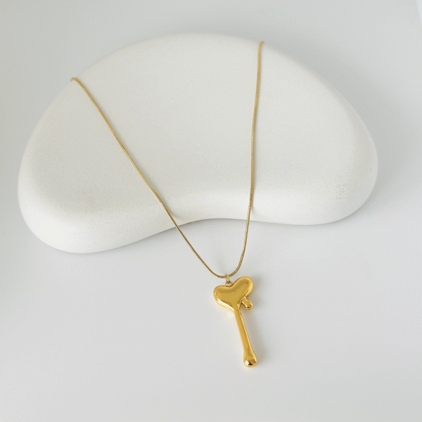 Herzschlüssel Halskette – 18K Vergoldeter Edelstahl